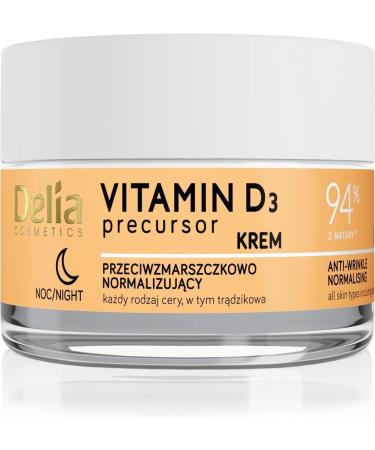Delia Cosmetics Vitamin D3 Precursor - Anti-Wrinkle Normalising Night Cream All Skin Types Acne Skin Hydrating Regenerating Retinol Niacinamide Tumeric Omega Plus 50ml - Buy Online on GoSupps.com