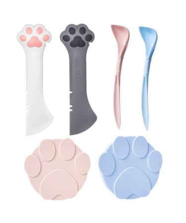 mwellewm 6Pcs Pet Food Can Supplies Set 2Pcs Universal Silicone Can Covers Cat Can Lids 2Pcs Multifuctional Mini Spatula Pet Can Opener and 2Pcs Dog Spoons for Pets Dogs Cats Feeding Can