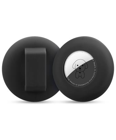 WALLFID Airtag Dog Collar Airtag Cat Collar Silicone Case for GPS Tracking Finder Protective Cover Compatible with Apple Airtag Safety and Anti-lost Pet Accessories (strap width-16.5mm Black-black) Black-black strap width-16.5mm
