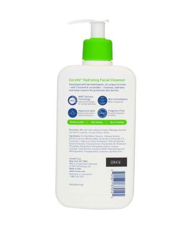 Cerave Facial Hydrating Cleanser 12 Ounce Pump (355ml) (6 Pack) - Buy Online on GoSupps.com