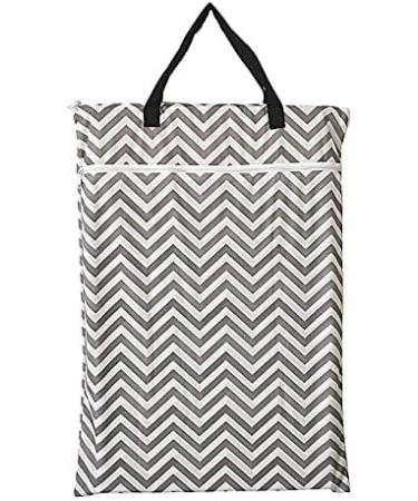 Large Hanging Wet/Dry Cloth Diaper Pail Bag for Reusable Diapers or Laundry (Grey Chevron)