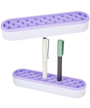 GORGECRAFT Sew Desktop Organizers Silicone Makeup Brush Holder Organizer Cosmetic Storage Box Multipurpose Make Up Brush Stand Painting Pen Holder Sewing Craft Tools for Stash and Store (Purple)