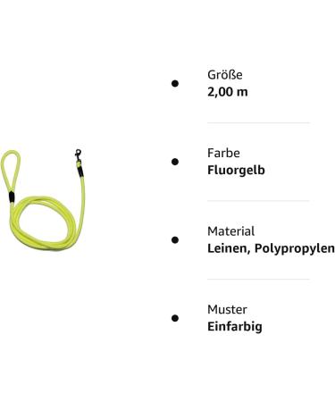 Basic Rope Leash with Hand Loop - 10mm 2.00m Fluor Yellow 27 Colours & 7 Lengths - Ideal for All Dogs - Buy Online on GoSupps.com