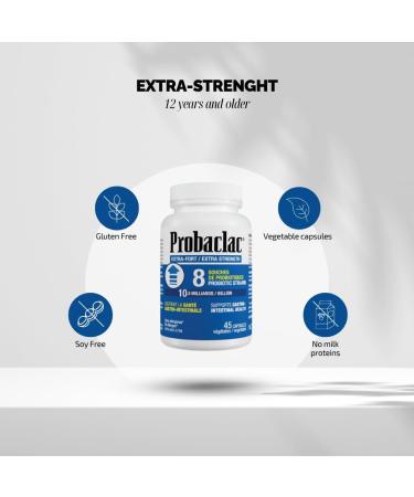 Probaclac Extra Strength Formula Multistrain probiotic and lactic Ferment Complex Formula Based on Natural strains thereby ensuring Complete intestinal Tract Coverage (45) - Buy Online on GoSupps.com