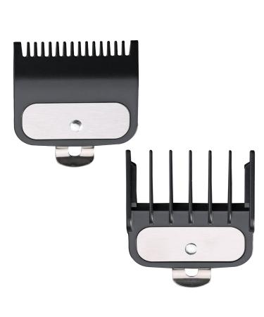 VRMETA Professional Hair Clipper Guards Guide Combs with Metal Clip Hair Clipper From 2 Cutting Lengths is 1 1/2 and 1/2 (1.5 and 4.5 mm), Fits Most Wahl Clippers Guide Combs (2 PCS (BLACK))