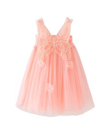 PythJooh Baby Girl Tulle Dress Toddler Girl Sleeveless Butterfly Wings Tutu Princess Dress Daisy Stars Sundresses for 0-4Years 9-12 Months Butterfly Wings With Flowers Pink