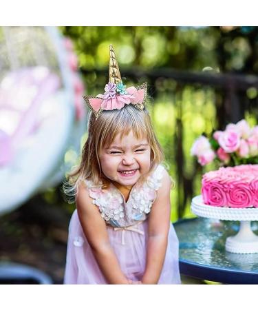 4 Pieces Unicorn Headband Girls Glitter Unicorn Horn Ears Flower Headband kids Head Bands Hair Accessory for Unicorn Theme Birthday Party Favor Supplies - Buy Online on GoSupps.com