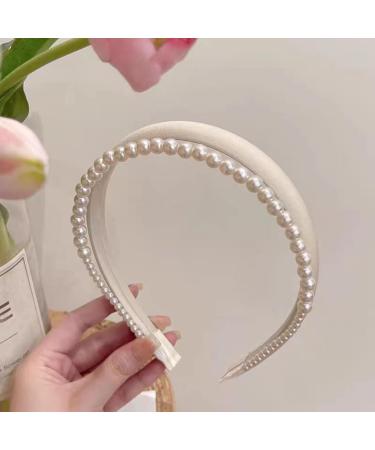 MAIGO Pearl Headband - Velvet Pearl Headband White Artificial Pearl Hairbands Faux Pearl Headbands for Grils Women Valentine's Day Giftsm Everyday Wear Wedding Party Bridal Shower Graduation Parties - Buy Online on GoSupps.com