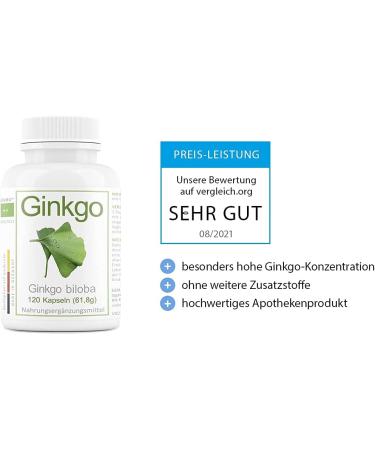 Ginkgo Biloba Leaf Powder 420mg - Vegan High Dose Made in Germany | 120 Capsules 4-Month Supply | Test Winner | Hochrein Pharmacy - Buy Online on GoSupps.com