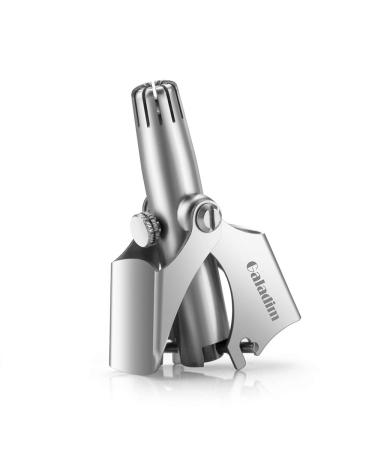 Manual Nose & Ear Hair Trimmer (No Batteries Required) - Perfect Manual Stainless Steel Nose Hair Remover Clipper for Men & Women GD-014-AR Small Silver