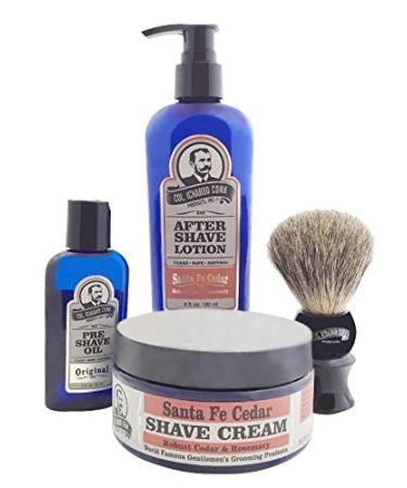 Colonel Conk Model 4011 Santa Fe Cedar 4pc Shave Kit with Brush