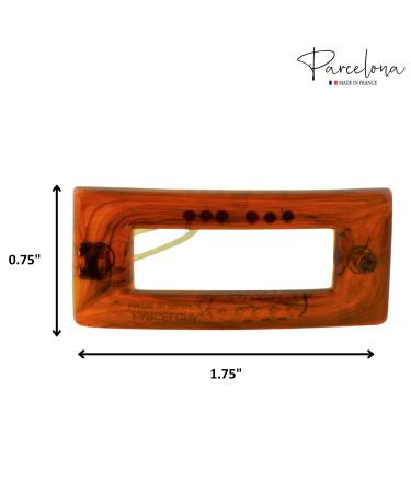 Parcelona French Rectangle Cut Out Brown Small Celluloid Acetate No Slip Grip Hair Clip Set - 2 Pack | Made in France - Buy Online on GoSupps.com