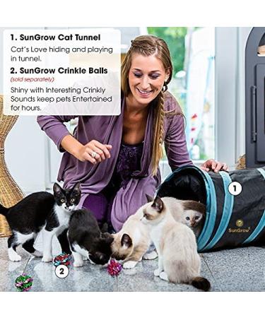 SunGrow Large Cat Tunnel Toy with Play Ball - Collapsible Maze Tube for Indoor Cats, Kittens, Rabbits, and Dogs - Buy Online on GoSupps.com