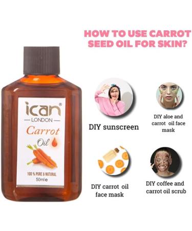 ican 100% pure & natural carrot oil for hair skin 50ml travel size - Buy Online on GoSupps.com