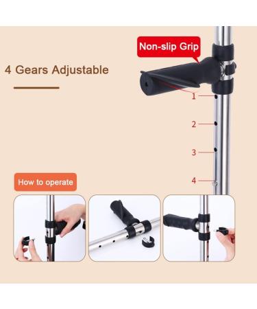 Adults Underarm Crutches Foldable Medical Stainless Steel Crutches with Comfortable Underarm Pads and Ergonomic Handles Suitable for Height: 155-175cm/5'-5' 7'' (Color : Silver Size : 2 Counts) - Buy Online on GoSupps.com