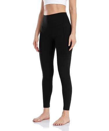 HeyNuts Essential High Waisted 7/8 Leggings with Side Pockets - 25 Compression Workout Yoga Pants for Women, Size Large, Black - Buy Online on GoSupps.com