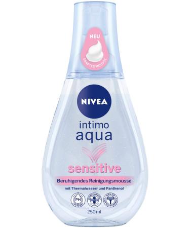 Nivea intimo aqua sensitive calming cleaning mousse in a 3 -pack (3 x 250 ml) foaming wash lotion for intimate care mild cleaning foam with thermal water and panthenol