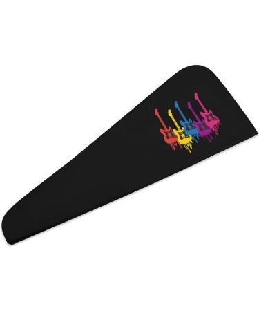 Colorful Guitar Microfiber Hair Towel Wrap for Women | Super Absorbent 10"x26" Hair Turban with Button - Perfect for Fast Drying - Buy Online on GoSupps.com