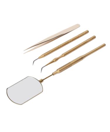 Shanrya Eyelash Inspection Mirror Multifunctional Glass Lens Nonslip Wearresistant Rotatable Eyelash Mirror Detachable Handle for Eyelash Transplant Makeup Gold