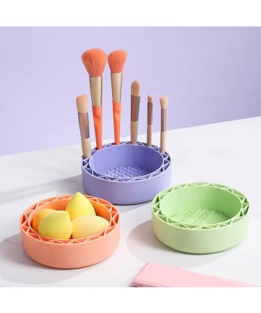 Effective Silicone Makeup Brush Cleaner Bowl | Quick & Easy Cleaning for Brushes Powder Puffs & Sponges - Purple & Green - Buy Online on GoSupps.com
