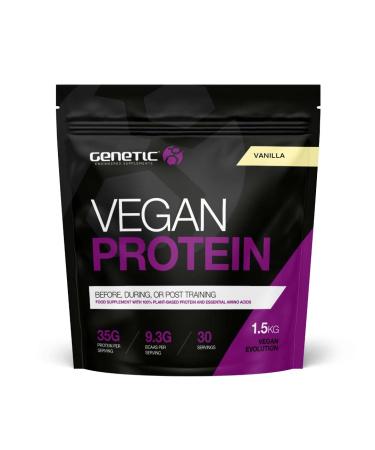 Genetic Supplements Vegan Protein Powder Plant-Based Protein Protein Powder BCAAs Muscle Building Vegan Supplement Vanilla 30 Servings 1.5kg Vanilla 1.5kg