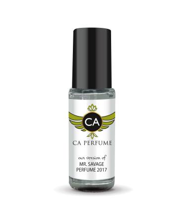 CA Perfume Impression of Mr.Savage Perfume 2017 For Men Replica Fragrance Body Oil Dupes Alcohol-Free Essential Aromatherapy Sample Travel Size Concentrated Long Lasting Roll-On 0.14 Fl Oz/4ml-X1