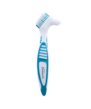 Wellsamed denture toothbrush denture brush for third teeth (1 piece green) 1 piece (1 pack) green
