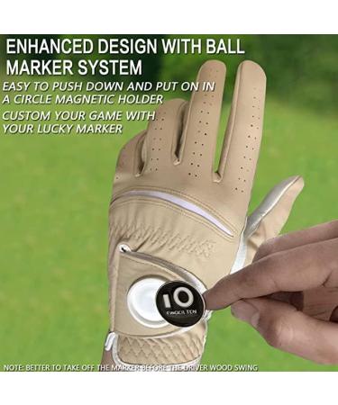 Finger Ten Men's Golf Gloves - All-Weather Leather with Ball Marker Left & Right Options | 1-Piece Khaki - Buy Online on GoSupps.com