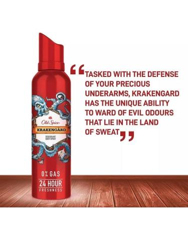 Old Spice Krakengard Deodorant Body Spray for Men - 24-Hour Odor Eliminator & Freshness - Gas-Free Antiperspirant Mist (Pack of 3) - 4.73 Oz - Buy Online on GoSupps.com