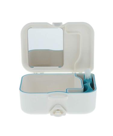 Milageto Portable Denture Case with Built-in Mirror Brush Tooth Storage Container