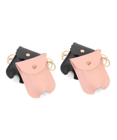 Fomiyes 4 pieces PU leather travel bottles Keyring Key rings Key rings Hand soap medallion key decor bottle made of PU leather phone gel alloy