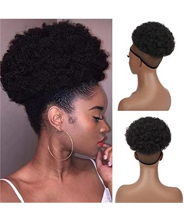 Short Afro Puff Synthetic Hairpiece | Curly Drawstring Ponytail Updo Extensions for Women - P015-T24-27 - Buy Online on GoSupps.com