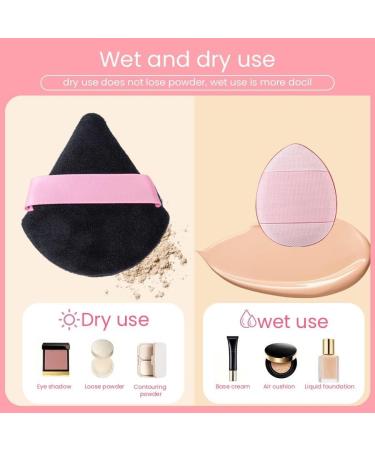 13 powder with black triangle pink finger powder puff set for everyday use makeup setting SHE103-13black - Buy Online on GoSupps.com