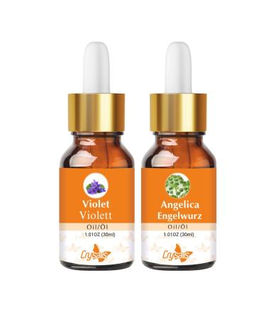 CRYSALIS Crysalis Oil Combo: Angelica (Angelica Archangelica) 1.01 Fl Oz (30 ml) and Purple Oil (Viola odorata) 1.01 Fl Oz (30 ml)