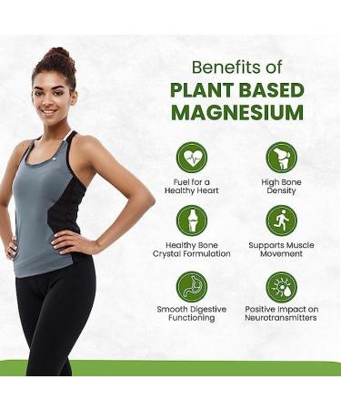 Plant Based Magnesium Supplement 220mg with Turmeric, Spirulina, Wheatgrass, Moringa - 120 Veg Capsules | Supports Bone, Muscle Health & Energy Boost - Buy Online on GoSupps.com