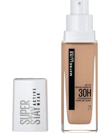 Maybelline New York - Long-Lasting Liquid Foundation No Transfer High Coverage - Superstay Active Wear 30h - Shade: Nude Beige (21) - Capacity: 30 ml