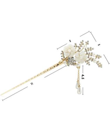 Minkissy 1PC Flower Pearl Hair Chopstick Alloy Hair Pin Chopsticks with Tassel Vintage Hair Stick for Girls Women - Buy Online on GoSupps.com