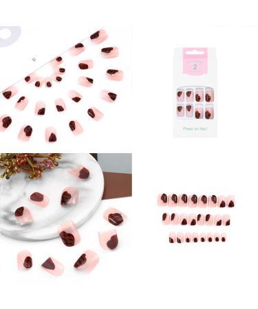 Sethexy Bling False Nails - Strass Tiger Stripe Pink Square Acrylic Nails (24 pcs) for Women & Girls | Trendy Short Fingernails - Buy Online on GoSupps.com