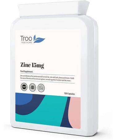 Zinc 15mg 120 Capsules - Immune System Support and Skin, Hair & Nail Care Supplement - Buy Online on GoSupps.com