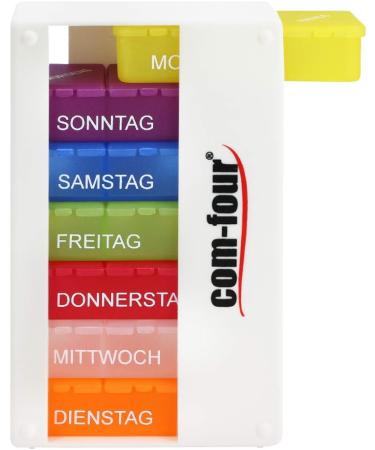 com-four 2x 7-Day Medication Dispenser - Easy Read Pill Box for Morning Noon Evening - Weekly Tablet Organizer with Divider - Alpine White - Buy Online on GoSupps.com