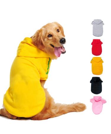 Ducomi hood dogs sweatshirt made of 100% cotton - small dog sweater - clothes for dogs of all breeds and sizes - warm sweater monochrome coat from XS to 9xl (yellow s) s yellow