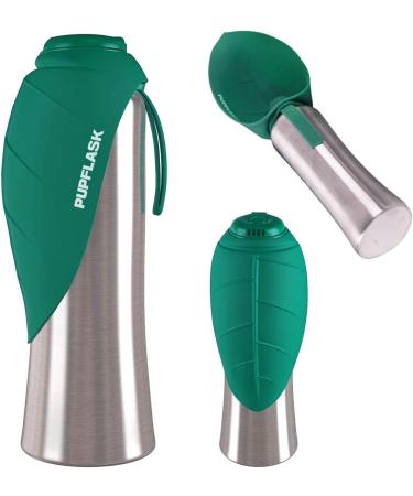 Puflask Large Dog Water Bottle - 800/1200 ml Stainless Steel | Portable & Leak Proof Pet Dispenser | Ideal Travel Bowl for All Breeds - Quetzal Green 40 Oz - Buy Online on GoSupps.com