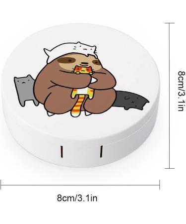 Sloth Loves Cats Round Case For Contact Lens Kit Storage Box with Mirror Printed - Buy Online on GoSupps.com