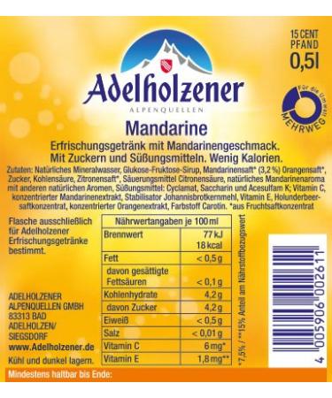 Adelholzener Mandarine 12x0.5 - Refreshing German Sparkling Water | Buy Internationally Online - Buy Online on GoSupps.com
