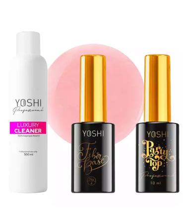 Yoshi Nail Care Set: Luxury Cleaner 500 ml Party Top Coat 10 ml & Fibre Base No. 4 10 ml