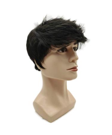 Short Layered Black Wig for Men - Synthetic Male Guy Wig for Cosplay and Daily Wear - Buy Online on GoSupps.com