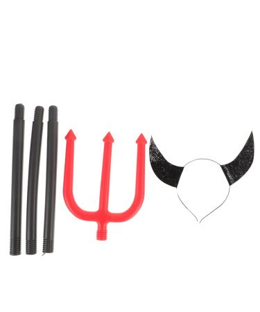 LIFKOME 2 Sets Devil's Horn Buckle Devil Tridents Prop Demon Costume Accessories Kit Devil Accessories for Halloween Costumes Make up Hair Headbands Pitch Fork Devil Costume Plastic