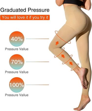 Women's Medical Grade Compression Pantyhose 8-15mmHg - Beige, Footless, Medium-Large - Buy Online on GoSupps.com