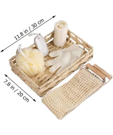 Hemoton Bath Flower Set - Body and Foot Scrubber in Rectangular Basket | 30x20cm - Buy Online on GoSupps.com