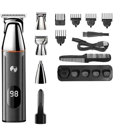 Pro Hair Clipper 5 in 1 Electric Beard Hair Trimmer for Men Grooming Kit Face Hair Clipper Body Trimmer Rechargeable Nose Ear Shaver Wet & Dry - Buy Online on GoSupps.com